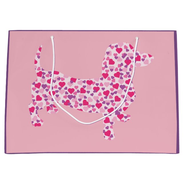 Bolsa De Regalo Grande Corazones rosados Dachshund (Anverso)