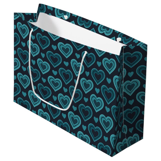 Bolsa De Regalo Grande Corazones Turquesa (Angulo Anverso)