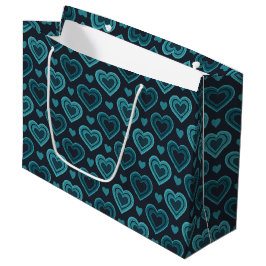 Bolsa De Regalo Grande Corazones verde azulados