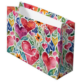 Bolsa De Regalo Grande Corazones y flores coloridas