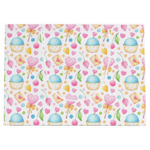 Corazones y muffins Delightful Watercolor Pattern