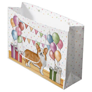 Bolsa De Regalo Grande Corgi Galés Pembroke Rojo Cumpleaños Colorido Past