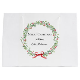 Bolsa De Regalo Grande Corona de Navidad botánica escritura moderna