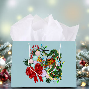 Bolsa De Regalo Grande Corona de Navidad de dragón chino de fantasía