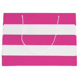 Bolsa De Regalo Grande Corte Girly Moderno Hot Pink White Stripes