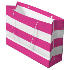 Bolsa De Regalo Grande Corte Girly Moderno Hot Pink White Stripes