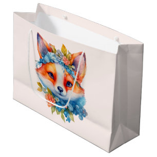 Bolsa De Regalo Grande Corto Naranja Fox con corona floral