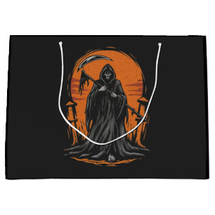 Bolsa De Regalo Grande Cosechador Siniestro Dibujo Animado en Cementerio