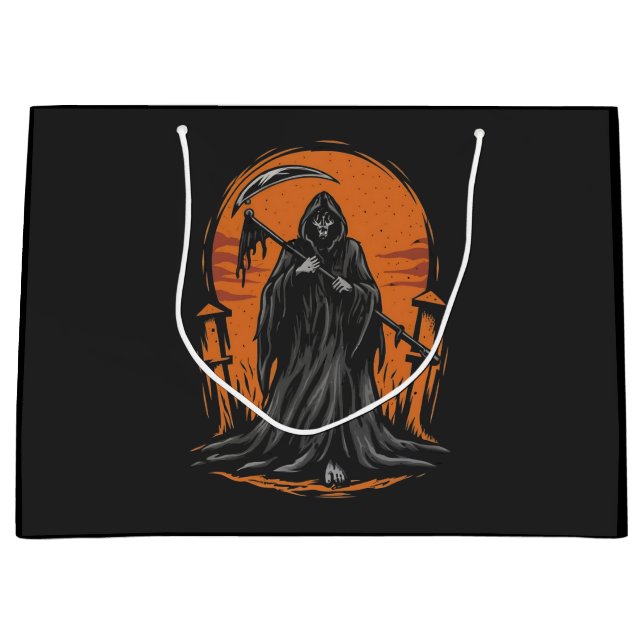 Bolsa De Regalo Grande Cosechador Siniestro Dibujo Animado en Cementerio  (Anverso)