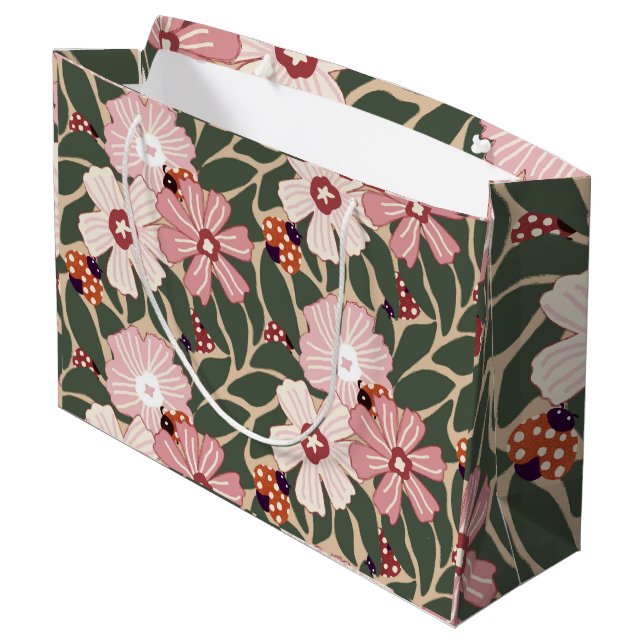 Bolsa De Regalo Grande Cosmo Woodland Ladybugs & Wildflower Earthy Colour (Angulo reverso)