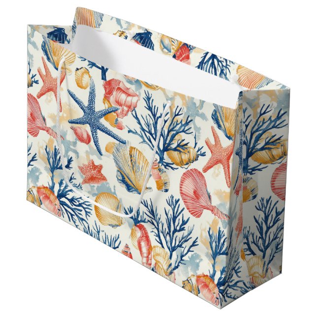 Bolsa De Regalo Grande Costa Rústica - Aguas marinas, pez estrella, arrec (Angulo Anverso)