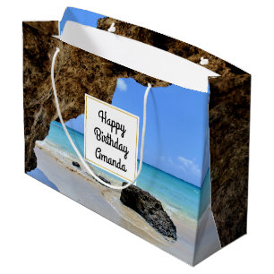 Bolsa De Regalo Grande Costa Tropical Beach con un cumpleaños de gran roc