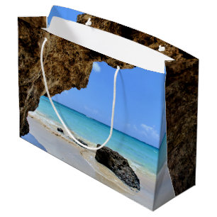 Bolsa De Regalo Grande Costa Tropical de Playa con Roca Grande