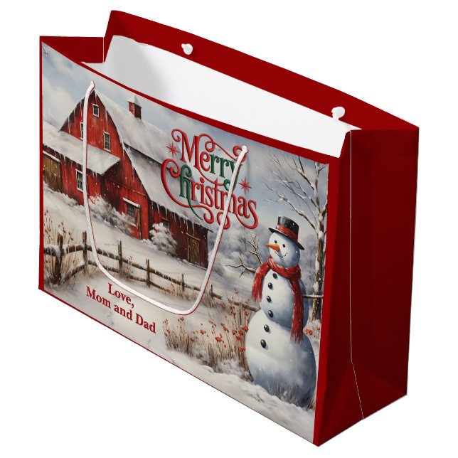 Bolsa De Regalo Grande Country Farmhouse Christmas (Angulo Anverso)