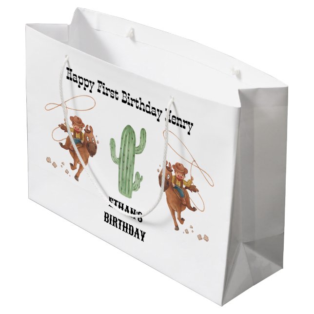 Bolsa De Regalo Grande Cowboy Birthday Rodeo Fiesta (Angulo reverso)