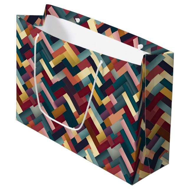 Bolsa De Regalo Grande Cozy Autumn Tones Weave Pattern (Angulo Anverso)
