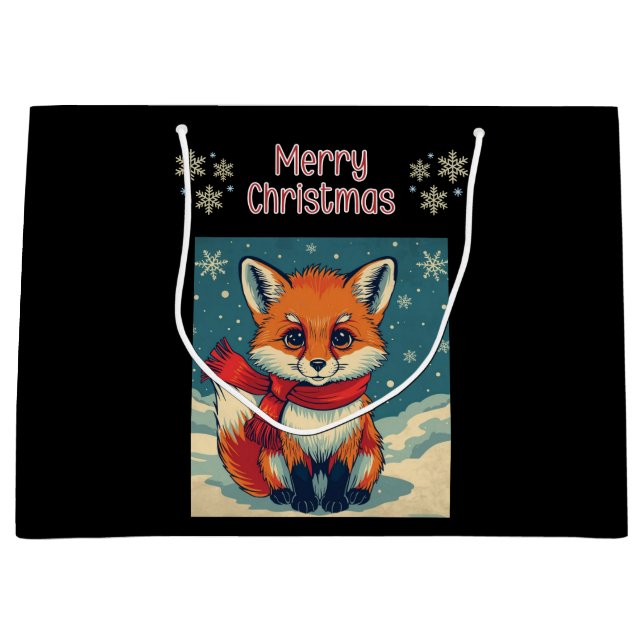 Bolsa De Regalo Grande Cozy Christmas Fox Gift Bag (Anverso)