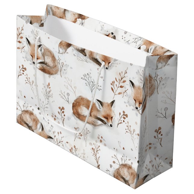 Bolsa De Regalo Grande Cozy Foxes Animals Christmas (Angulo Anverso)