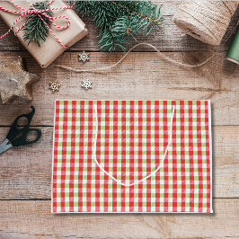 Bolsa De Regalo Grande Cozy Gingham Christmas Large Gift Bag