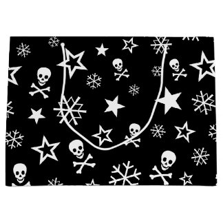 Bolsa De Regalo Grande Cráneos y copos de nieve