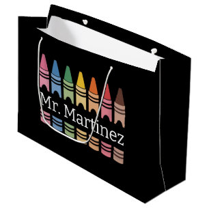 Bolsa De Regalo Grande Crayón Personalizado Nombre del Profesor Lindo Reg