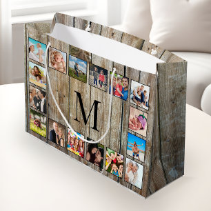 Bolsa De Regalo Grande Crea tu Collage de fotos Personalizado Rustic Farm