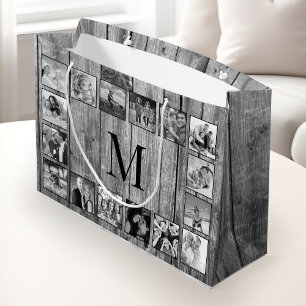 Bolsa De Regalo Grande Crea tu Collage de fotos Personalizado Rustic Farm
