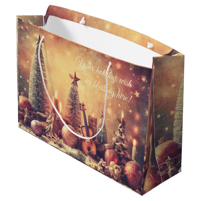 Bolsa De Regalo Grande Crea tu propia guitarra y árboles de Navidad (Angulo reverso)