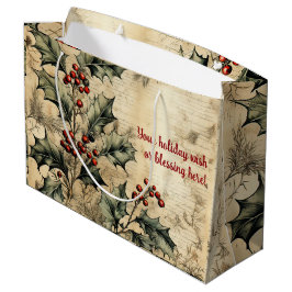 Bolsa De Regalo Grande Crea tu propia papelería vintage de acebo