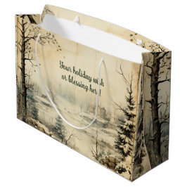 Bolsa De Regalo Grande Crea tu propio paisaje de pueblo invernal vintage
