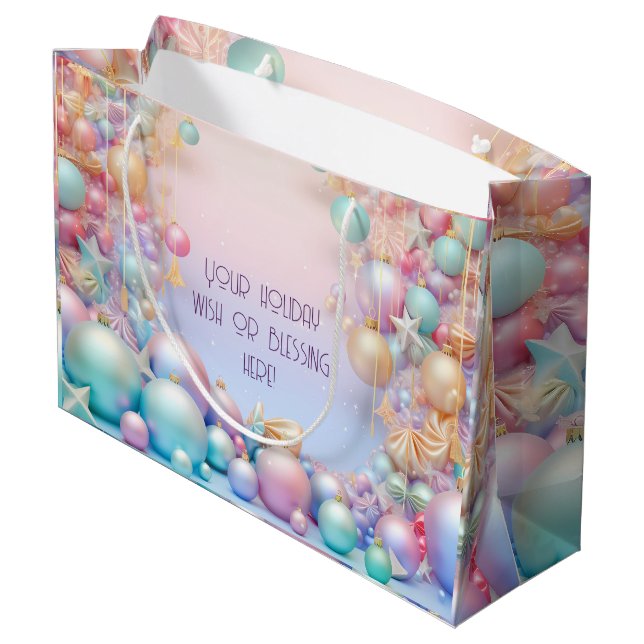 Bolsa De Regalo Grande Crea tus propios Navidades arcoiris, baubles y est (Angulo reverso)