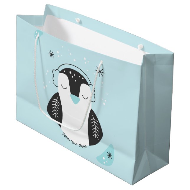 Bolsa De Regalo Grande Crea tus propios Navidades pingüinos malcriados (Angulo Anverso)
