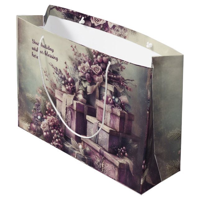 Bolsa De Regalo Grande Crea tus propios púrpura y gris románticos (Angulo reverso)