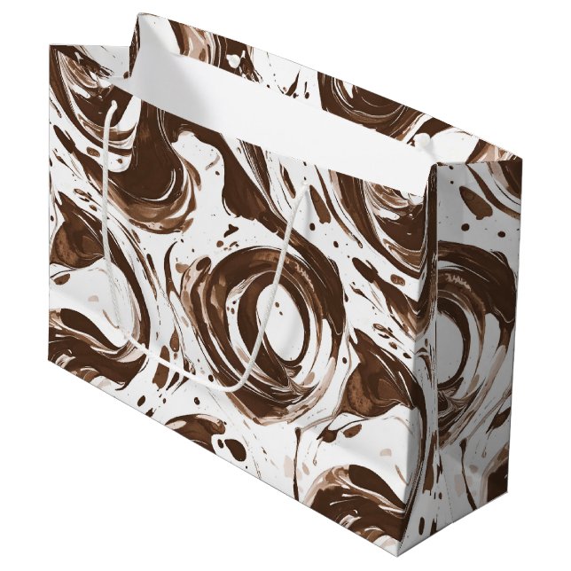 Bolsa De Regalo Grande Creamy Brown Chocolate Swirls Cumpleaños (Angulo Anverso)