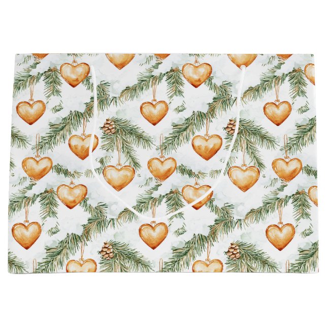 Bolsa De Regalo Grande Creamy Caramel Hearts Christmas Tree Branches (Anverso)
