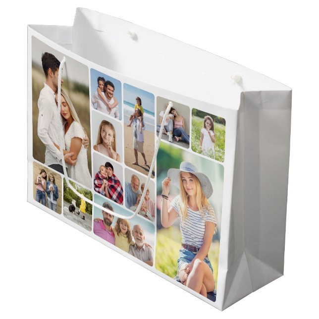 Bolsa De Regalo Grande Crear su propio Collage de fotos de esquinas redon (Angulo Anverso)