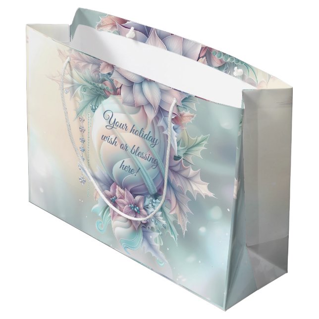 Bolsa De Regalo Grande Crear tu propio Navidad Ornamento de puninsettias (Angulo reverso)