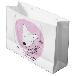 Bolsa De Regalo Grande Crear tus propios Navidades rosados de renos retro