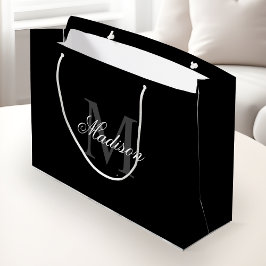 Bolsa De Regalo Grande Crear un nombre personalizado caligrafía monográfi
