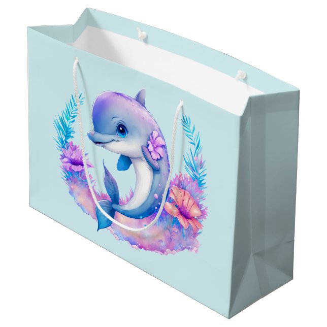Bolsa De Regalo Grande Creatura de mar de delfín cuto (Angulo reverso)