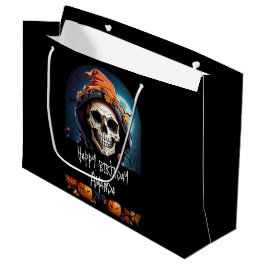 Bolsa De Regalo Grande Creepy Grinning Skeleton Halloween Cumpleaños