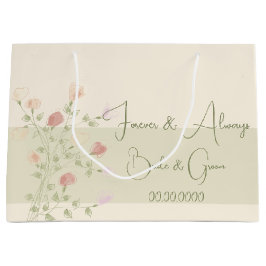 Bolsa De Regalo Grande Crema suave rosa verde y rosa
