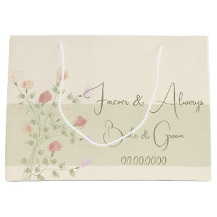 Bolsa De Regalo Grande Crema suave rosa verde y rosa