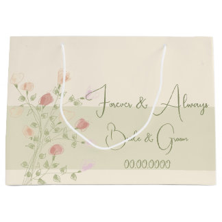 Bolsa De Regalo Grande Crema suave rosa verde y rosa