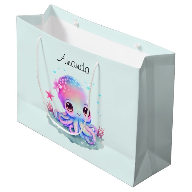 Bolsa De Regalo Grande Criatura marina de Octopus Cute (Angulo Anverso)