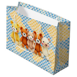 Bolsa De Regalo Grande Crocheted Stuffed Animals Blue and Yellow