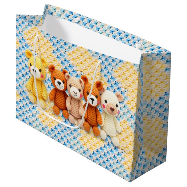 Bolsa De Regalo Grande Crocheted Stuffed Animals Blue and Yellow (Angulo Anverso)