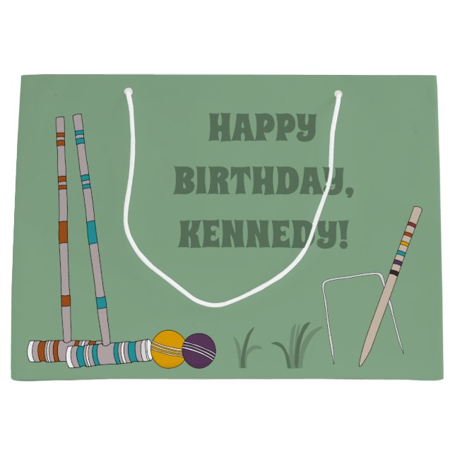 Bolsa De Regalo Grande Croquet Set, Jade Green, Personalizado (Anverso)