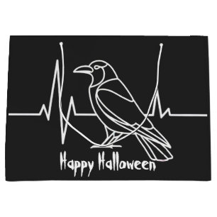 Bolsa De Regalo Grande Crow y ritmo cardíaco moderno, minimalista, Hallow