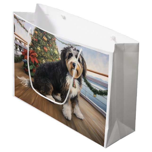 Bolsa De Regalo Grande Cruceros por los Navidades de Bernedoodle: Atracti (Angulo Anverso)
